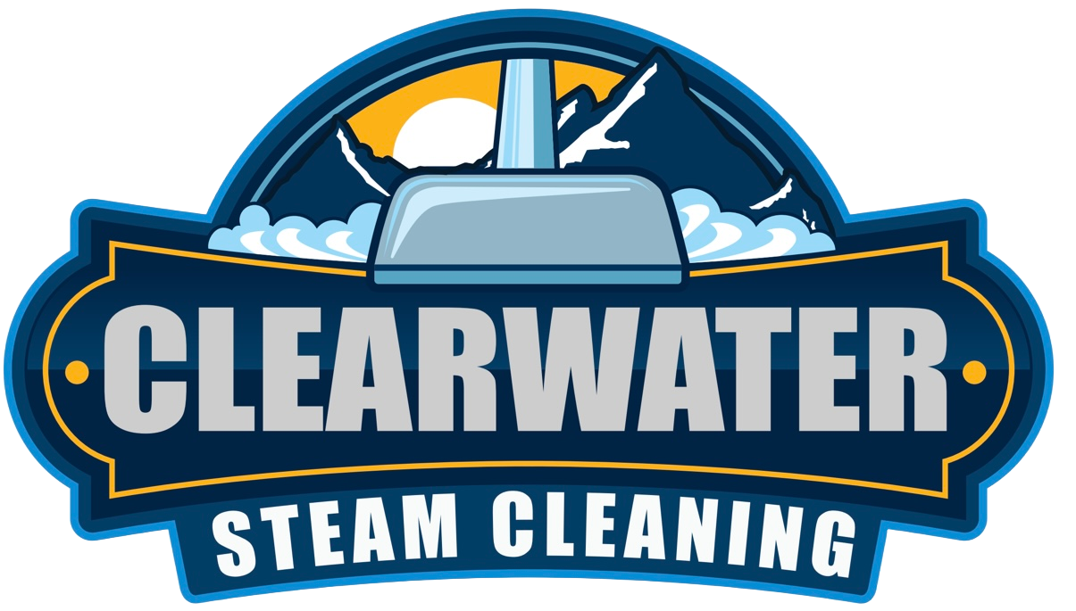 A logo for clear water steam cleaning is shown on a white background.