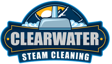 A logo for clear water steam cleaning is shown on a white background.