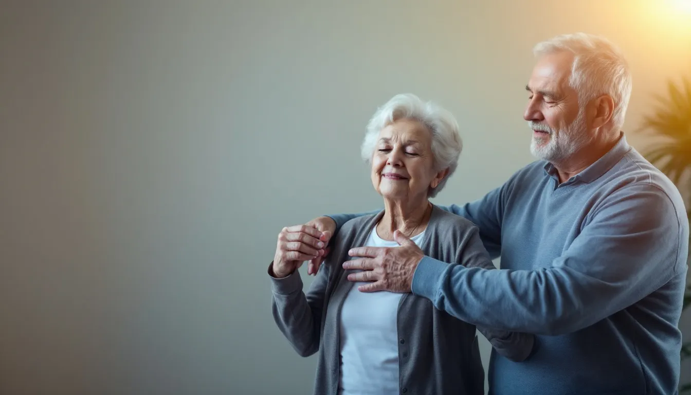 A physical therapist assisting an elderly person with balance exercises.
