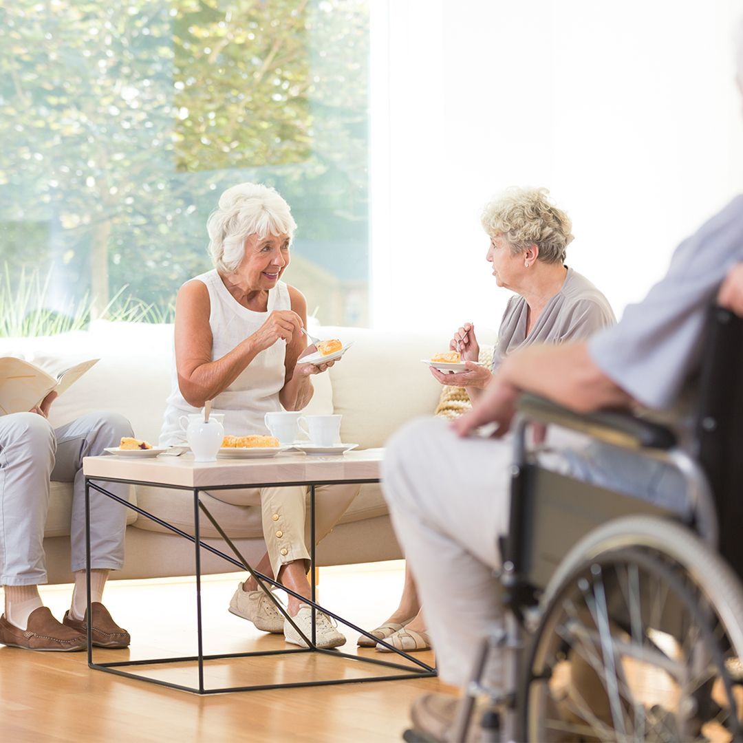 elderly people in conversation