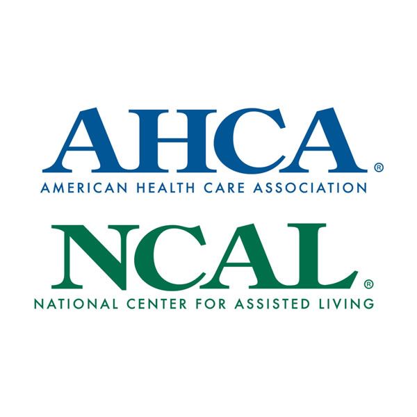 A logo for the ahca and ncal national center for assisted living