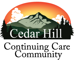 A logo for cedar hill continuing care community