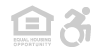 A logo for equal housing opportunity with a house and a person in a wheelchair.