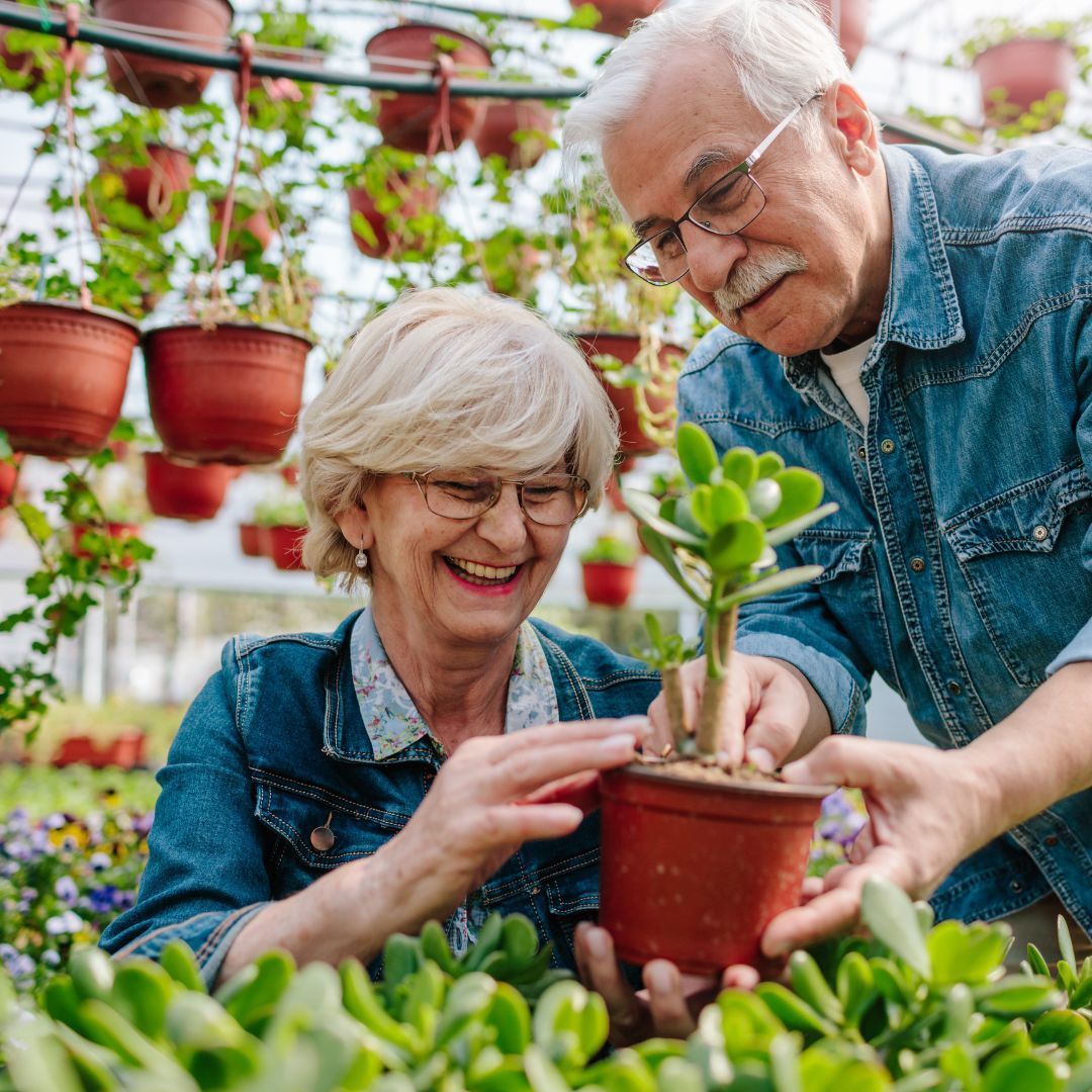 two people gardening