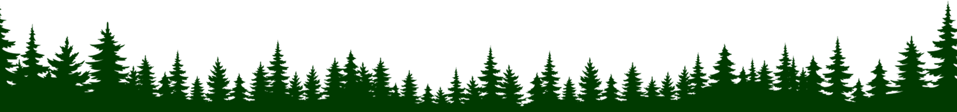 A row of green trees on a white background.