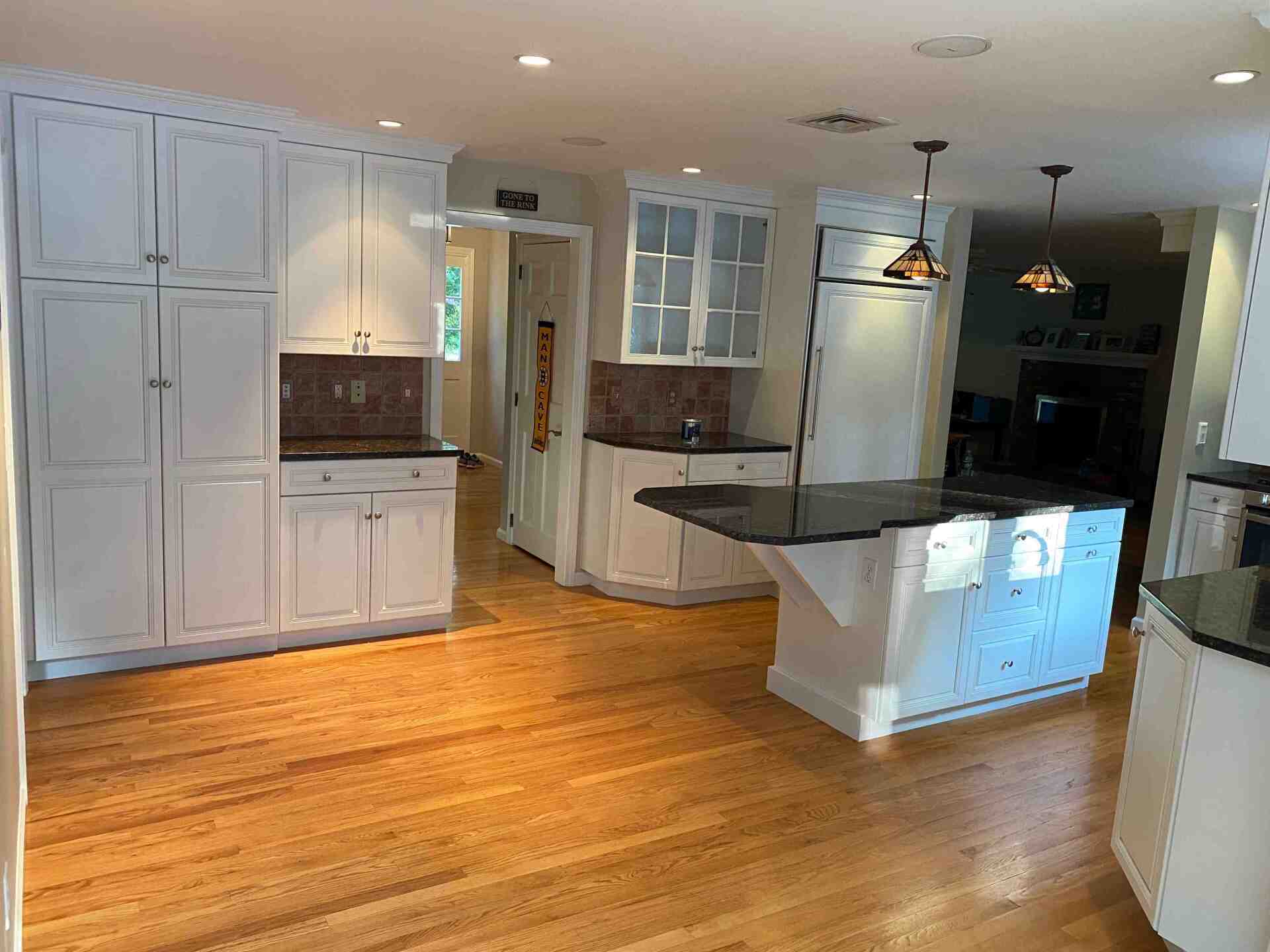 Photo of completed klitchen cabinet painting job in Medfield, MA