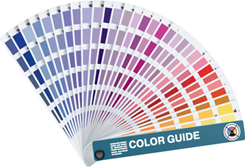A color guide is displayed in the shape of a fan