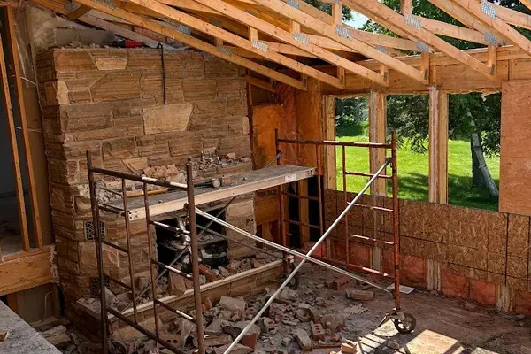 interior demolition gutting living room