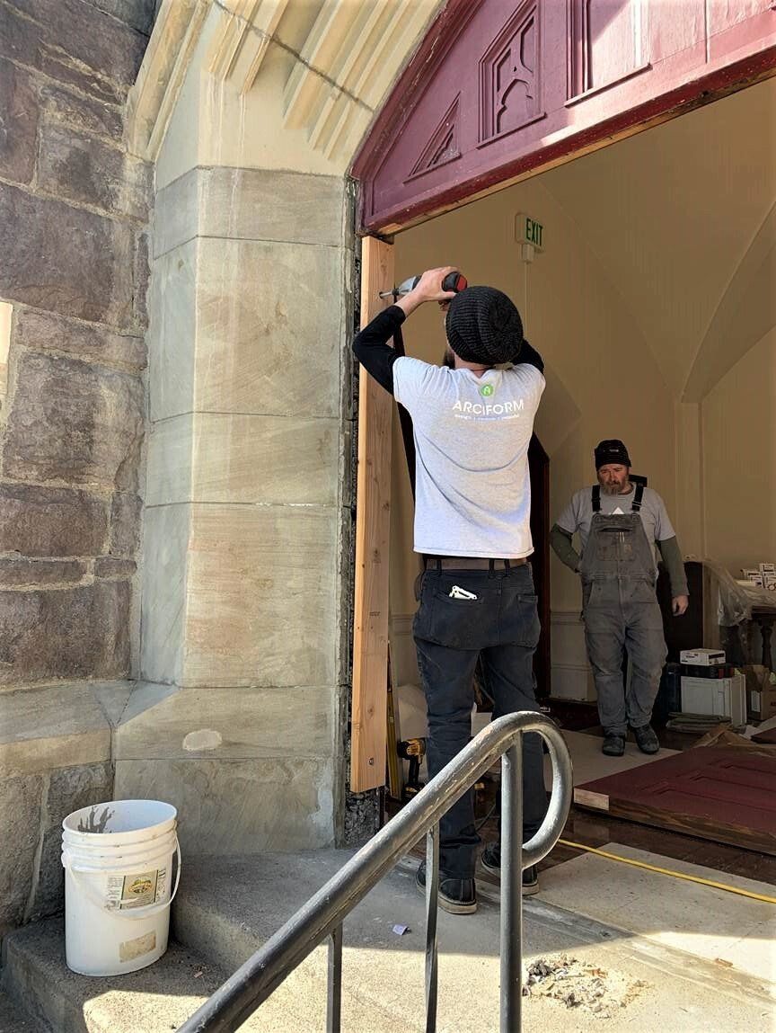 Arciform created new doors for the church’s grand entrance as part of a larger restoration effort.