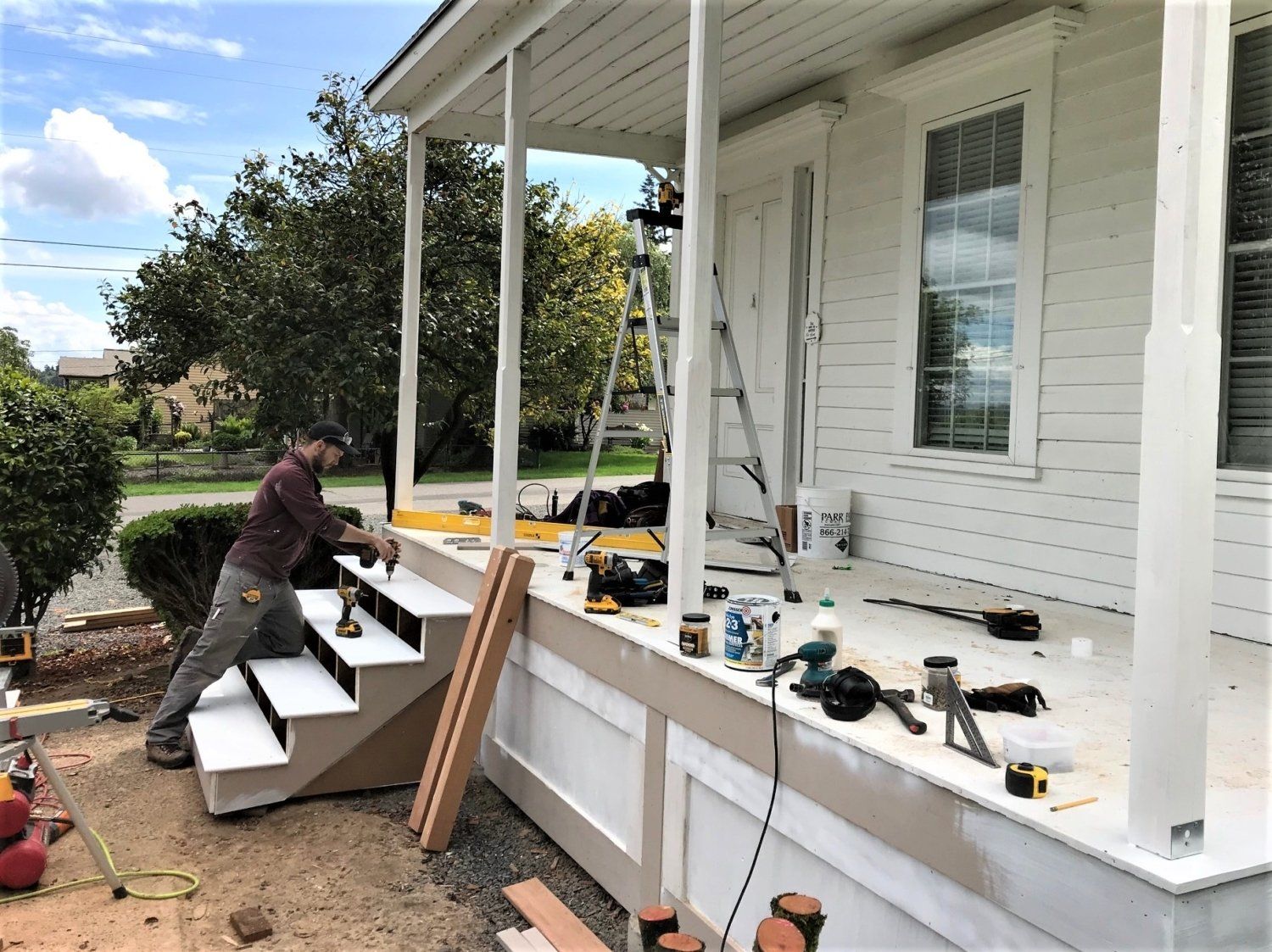 Caple House porch repair in progress