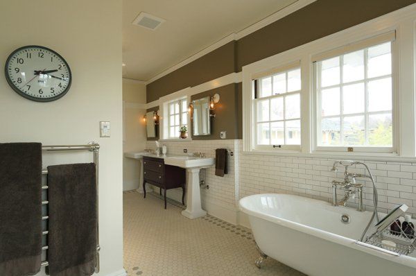 Three small spaces were combined to create a new master-bath suite.