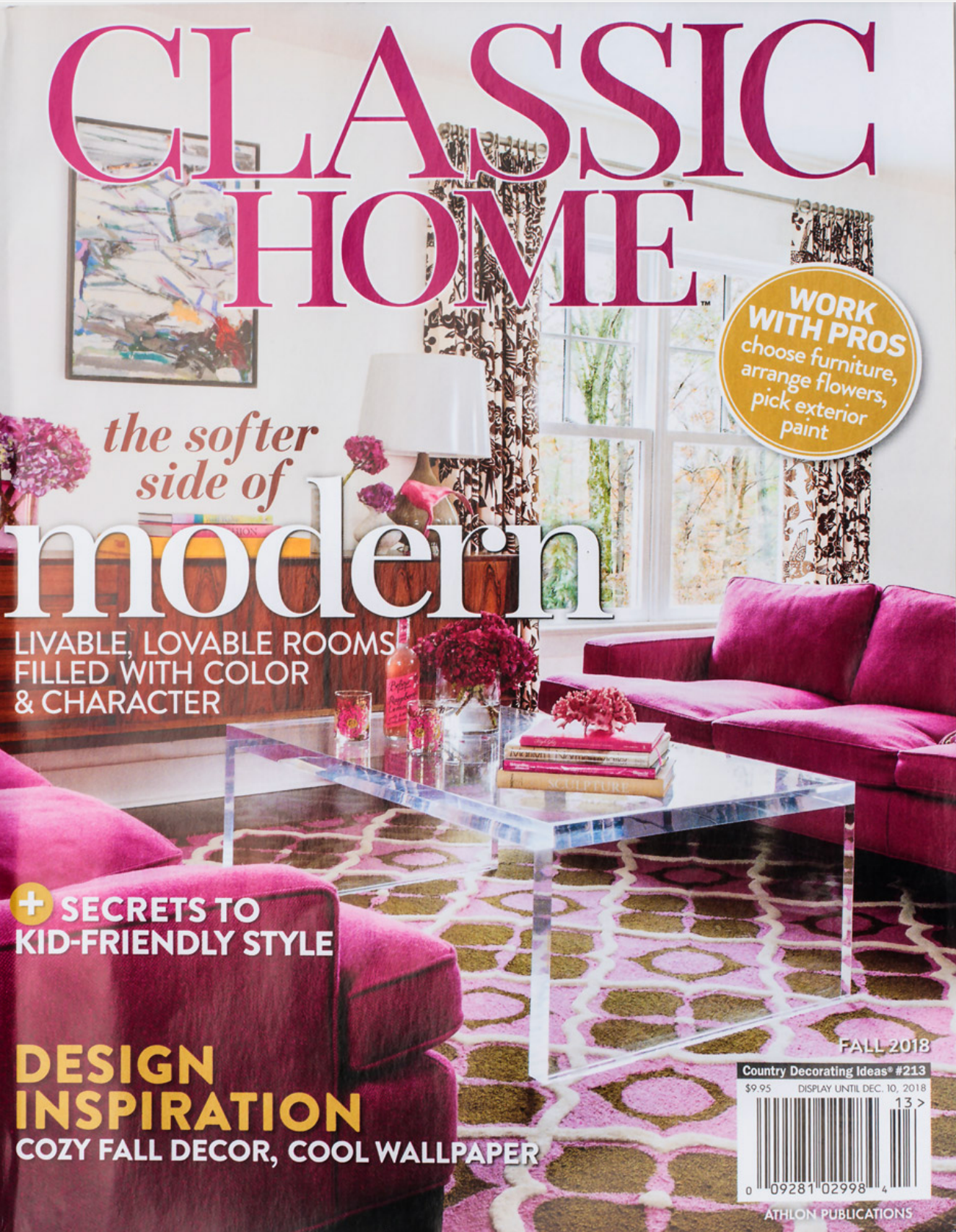 A classic home magazine with a pink couch on the cover