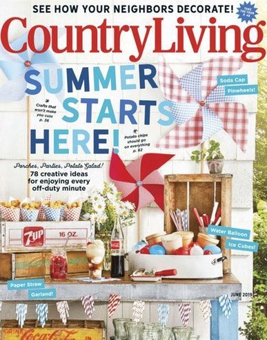 The cover of a country living magazine titled summer starts here