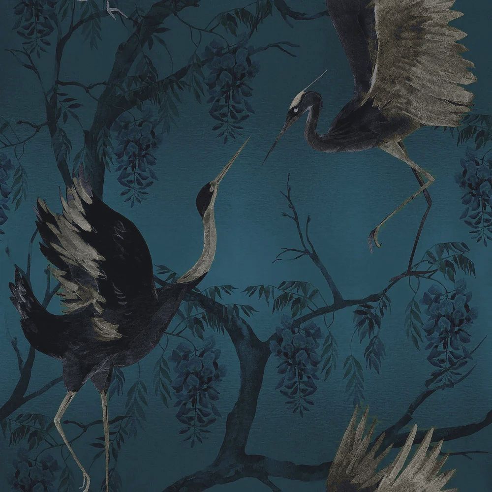 Pardis wallpaper in peacock by Fine & Dandy