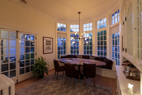 The breakfast nook is one of numerous areas of the house filled with natural light.