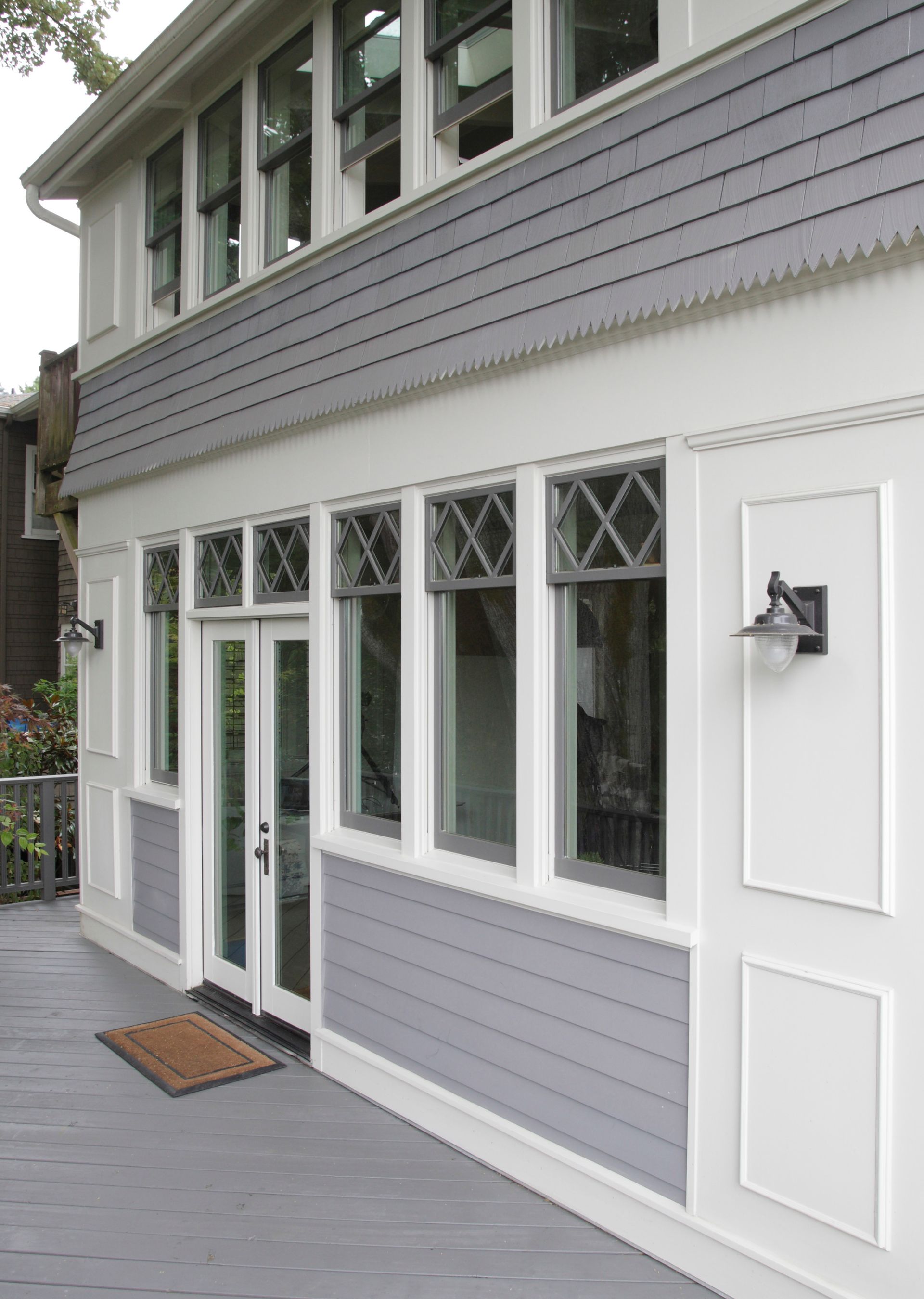 The back entry with new windows and doors to the kitchen.