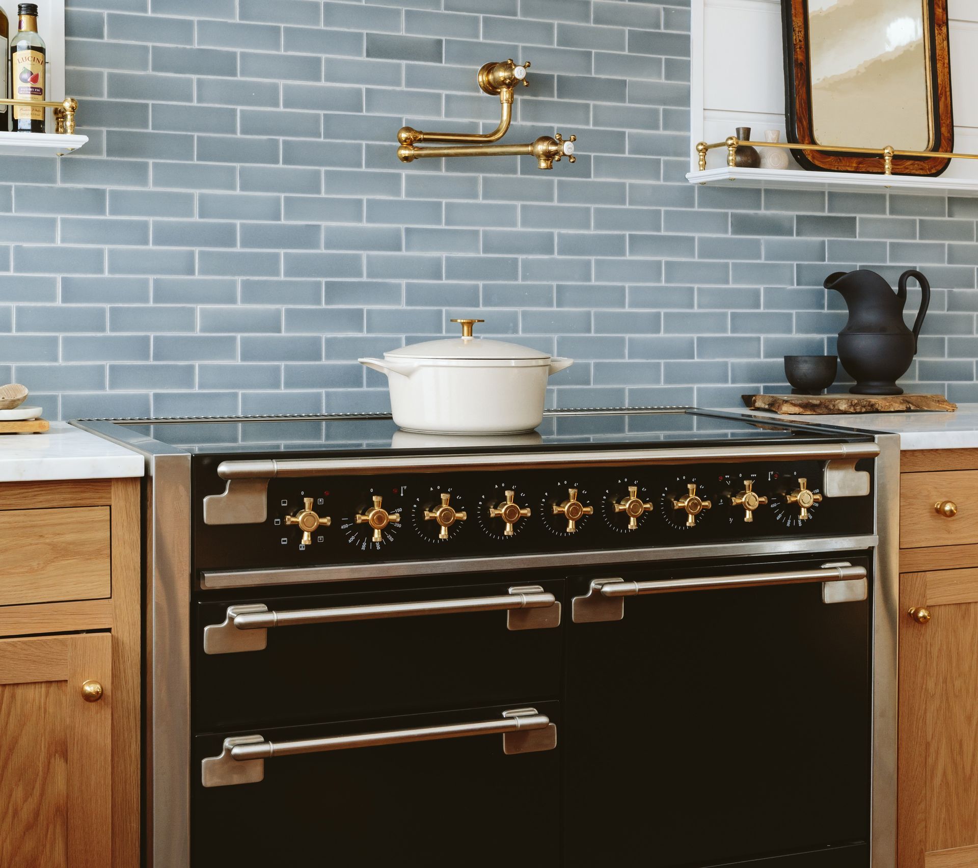 A thoroughly modern induction stove can still look appropriate in a vintage style kitchen. 