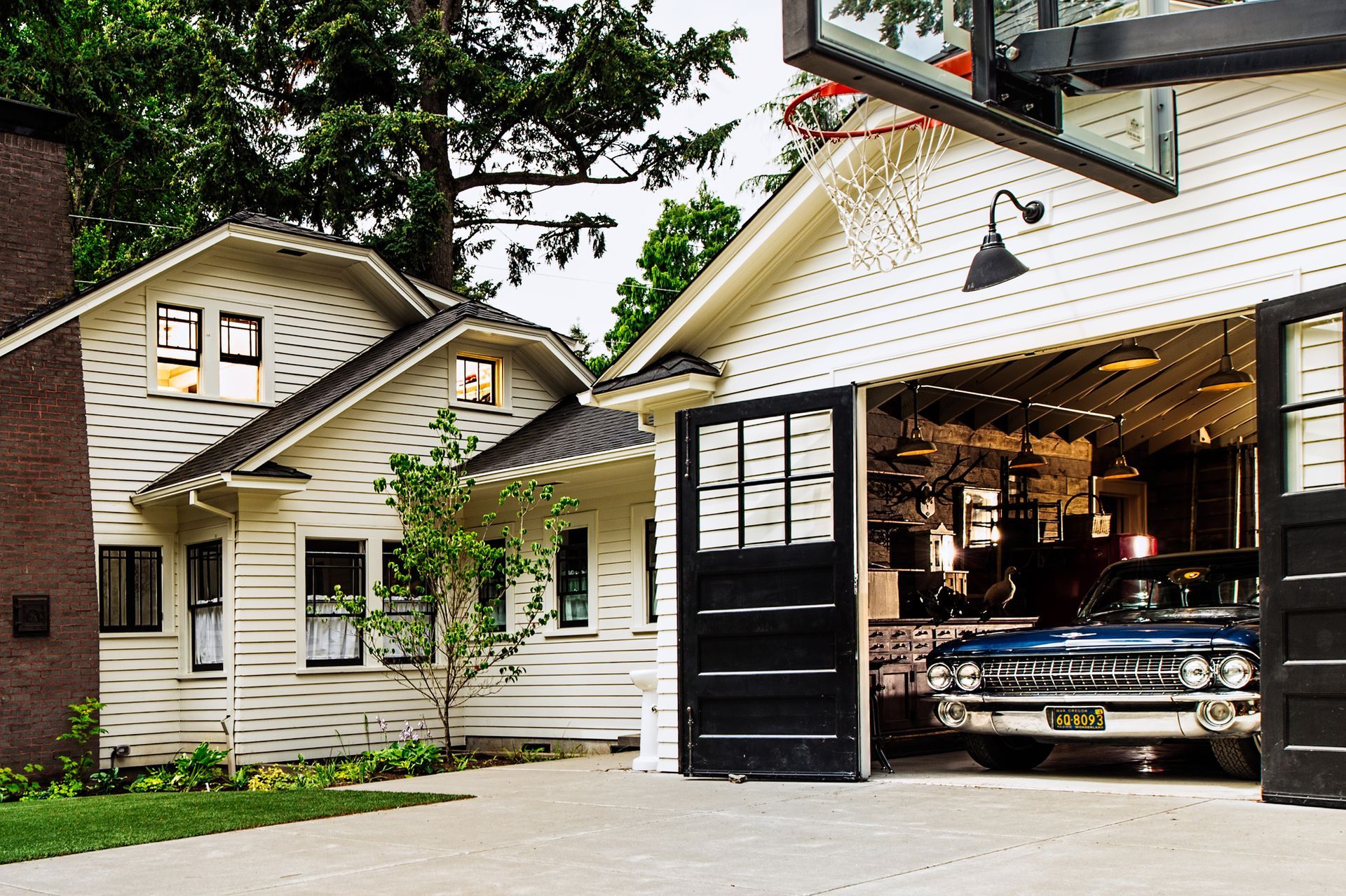 Vintage style garage added to 1920 Lake Oswego bungalow. 