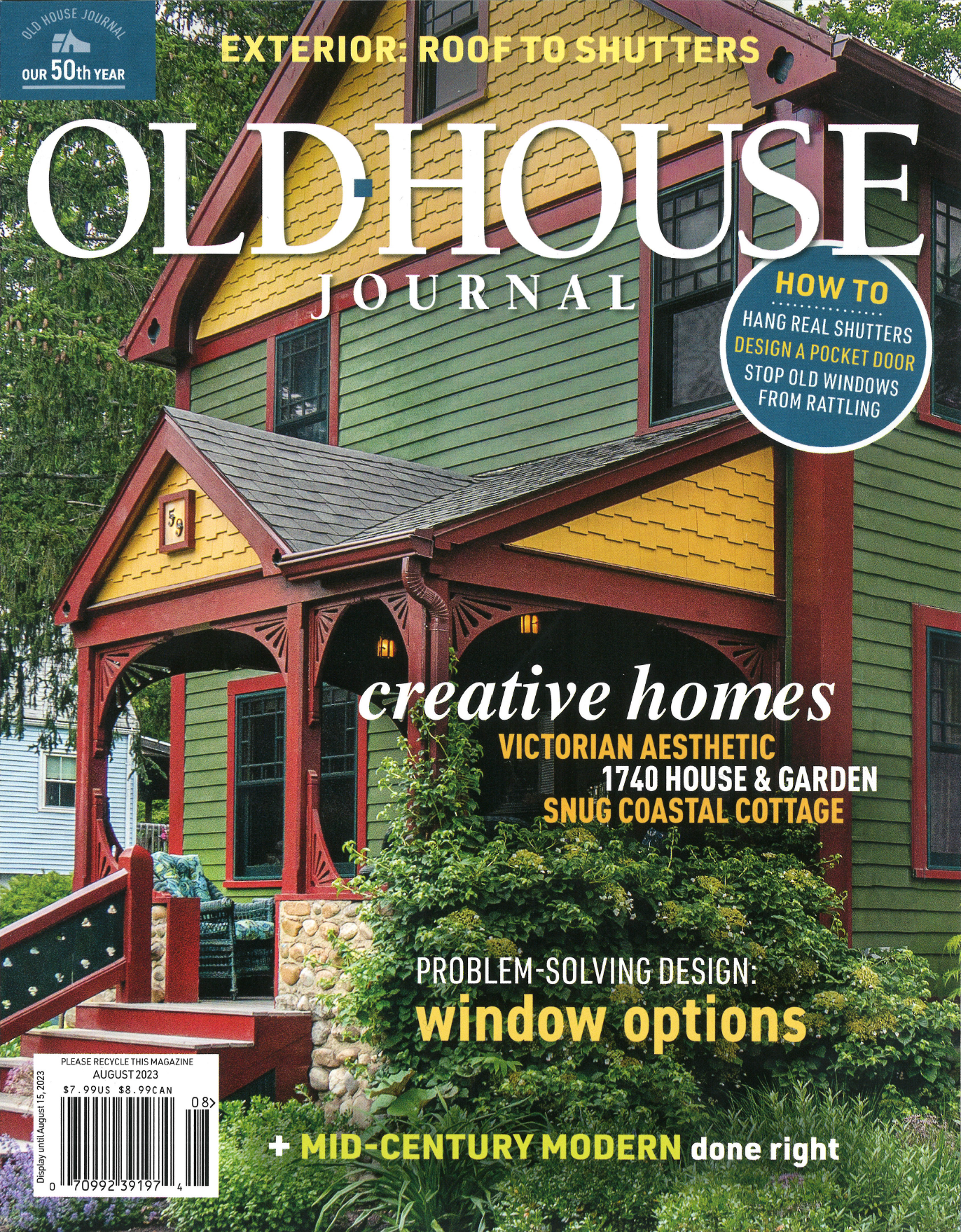 The cover of an old house journal magazine with a green and yellow house on it.