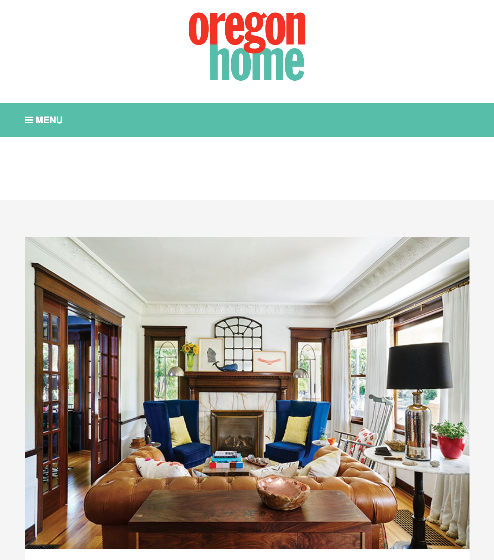 An oregon home website shows a living room with a fireplace