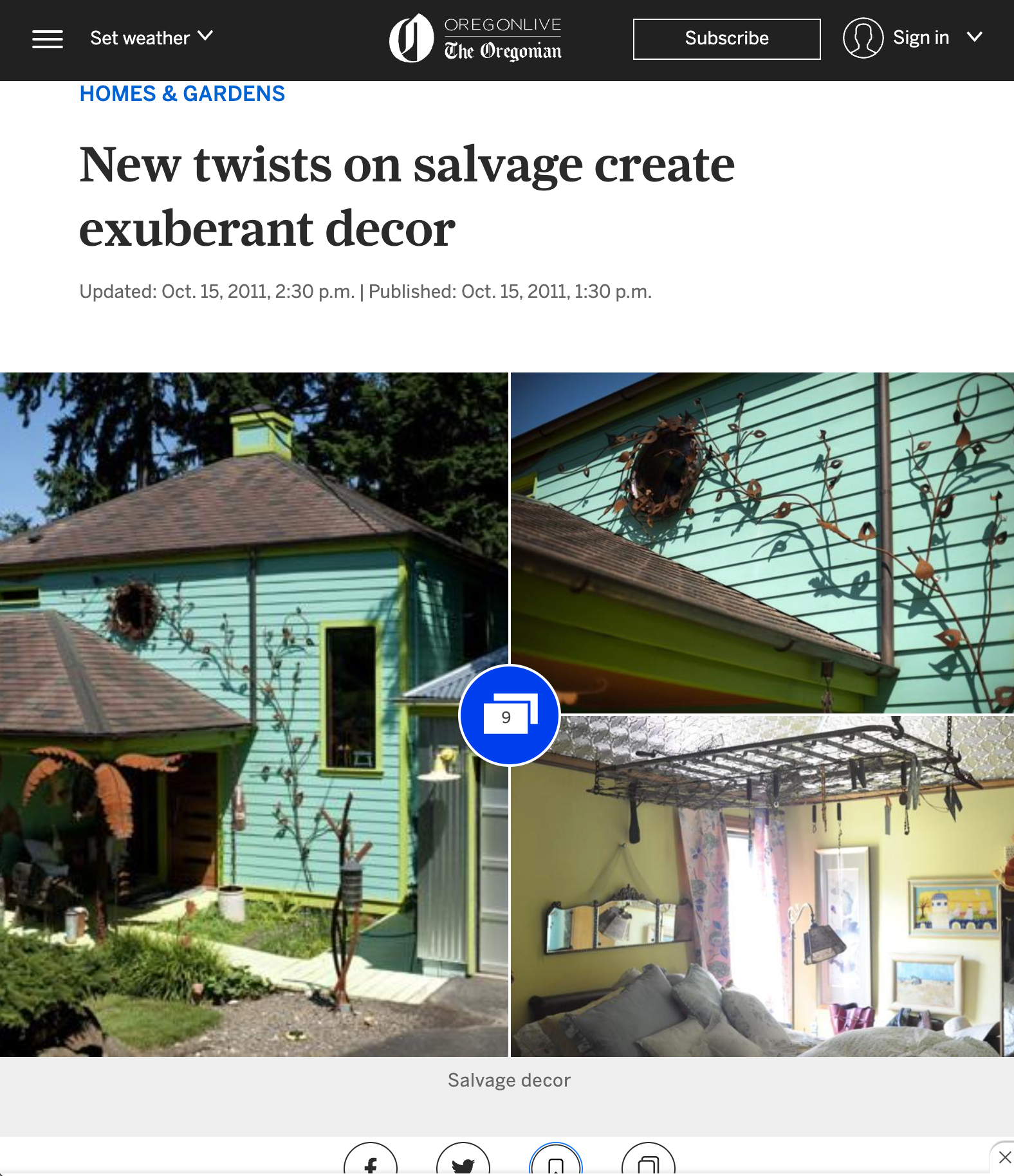 A screenshot of a website that says `` new twists on salvage create exuberant decor ''.