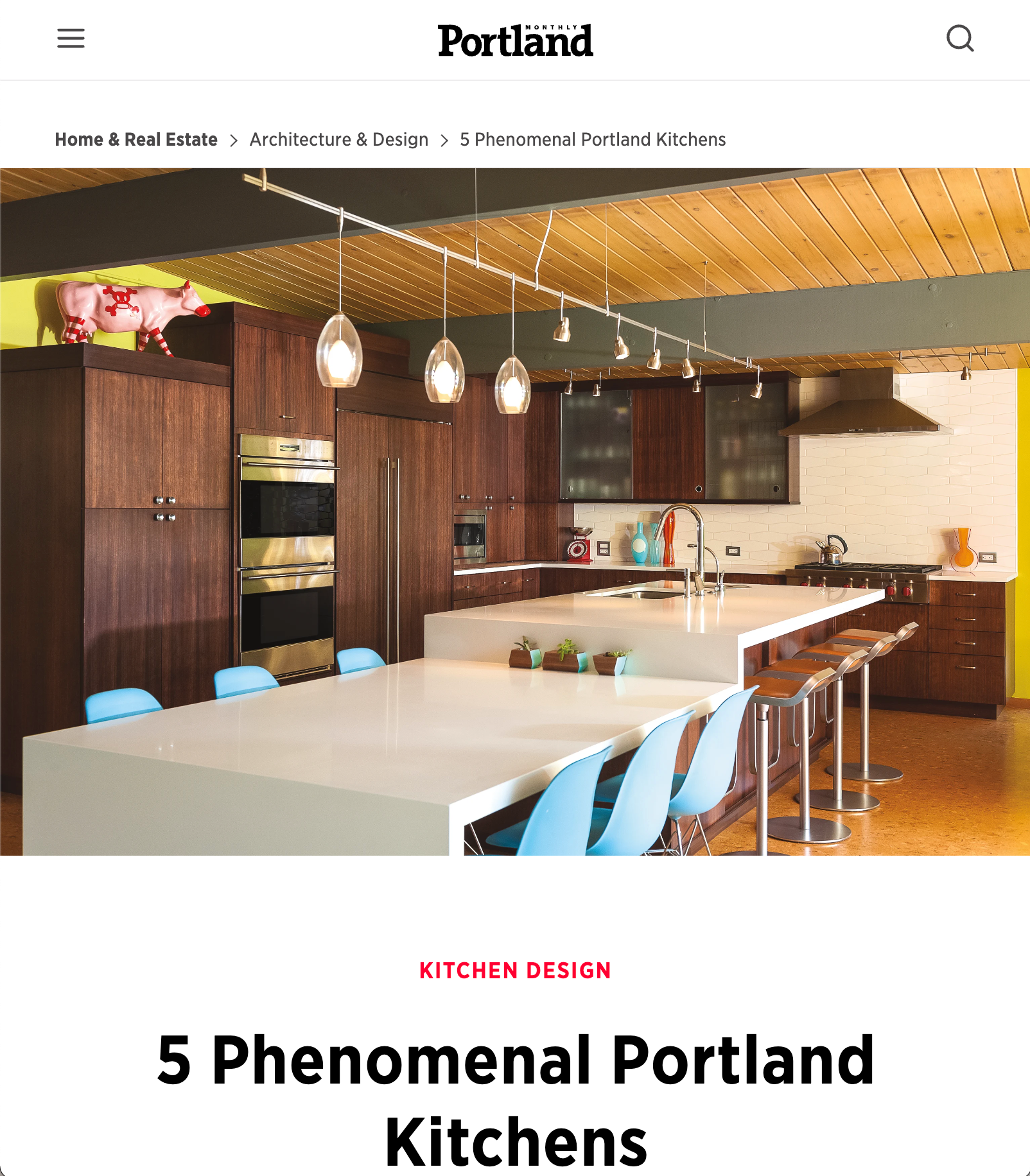 A screenshot of a portland kitchen on a website.