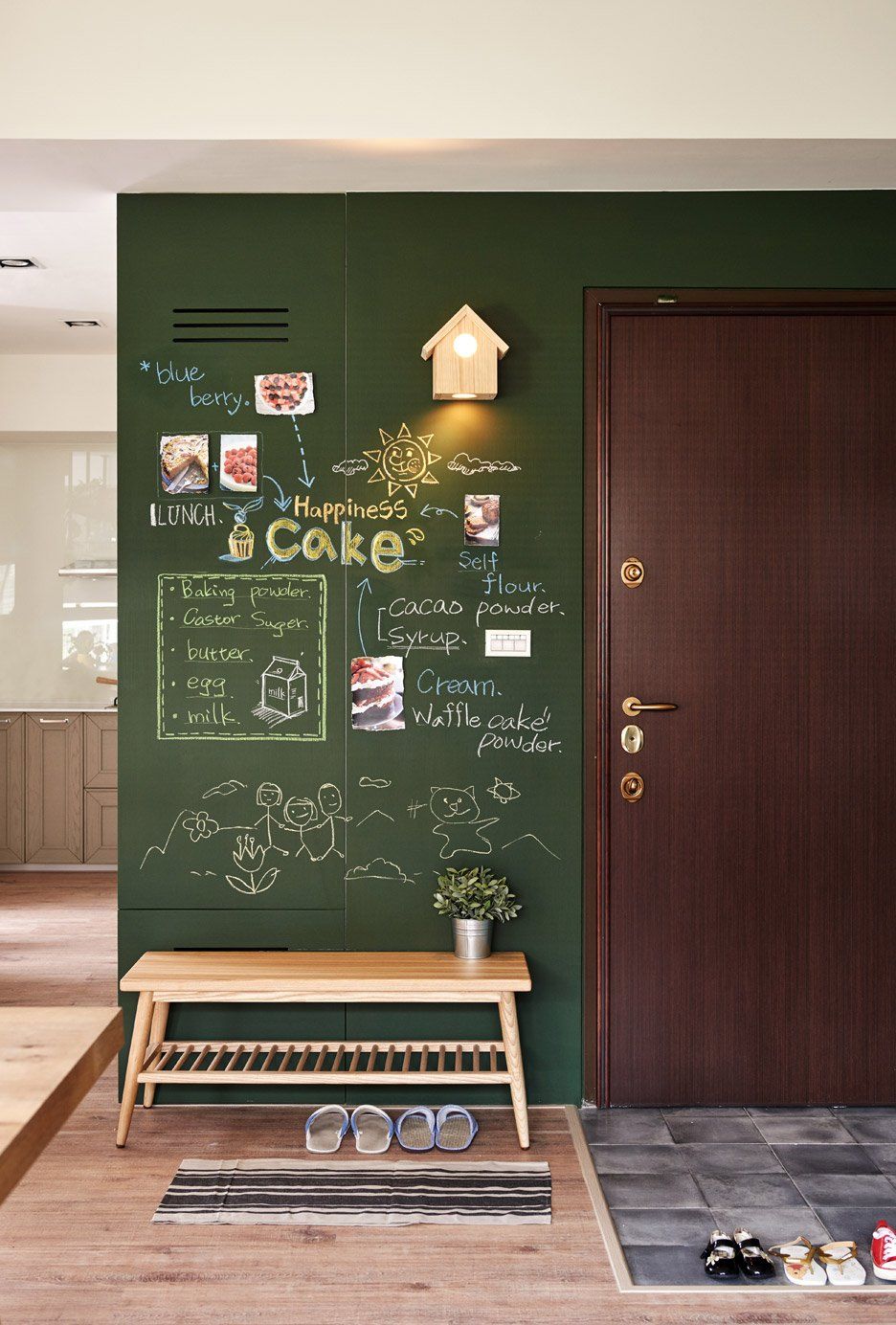 Chalkboard wall in a family’s kitchen, via Dezeen.