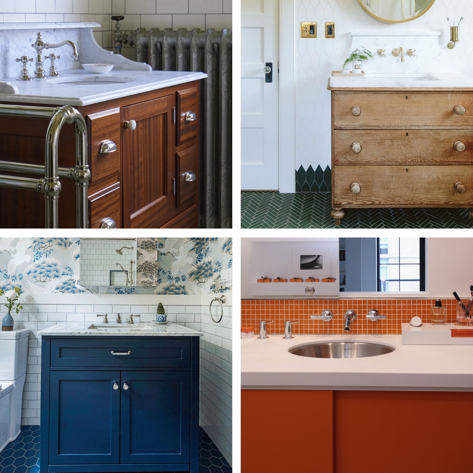 Bathroom vanity cabinets come in all shapes, sizes, and styles, offering ample storage close at hand.