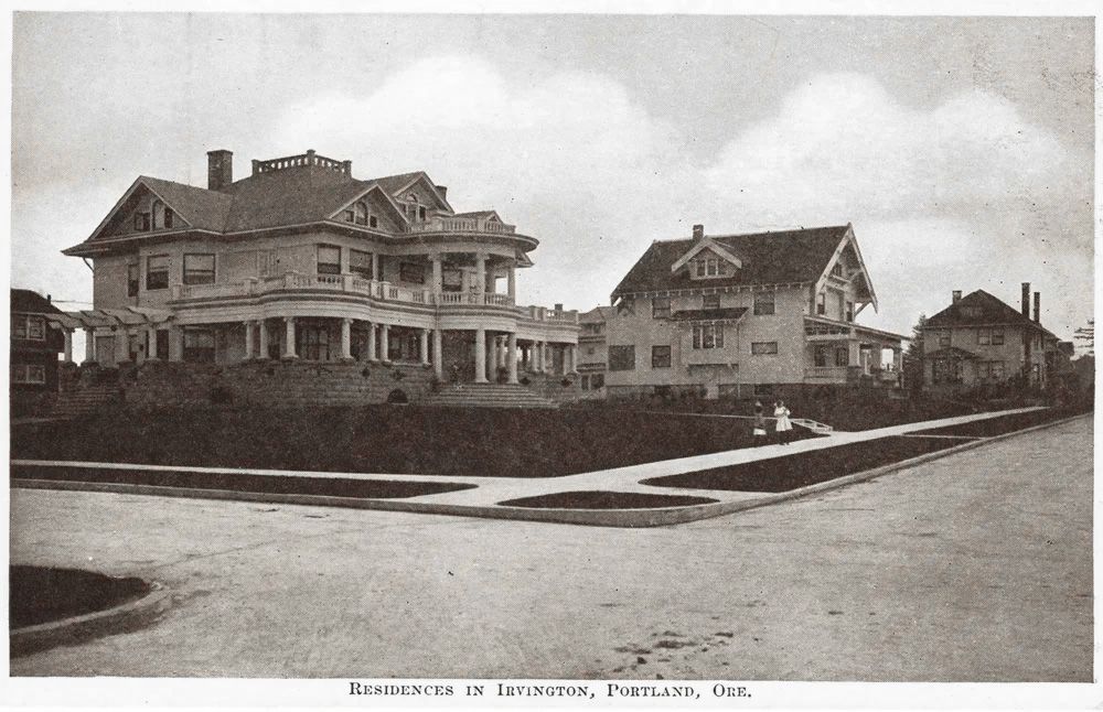 An early photograph captures some of the many fine homes that make up the Irvington neighborhood.