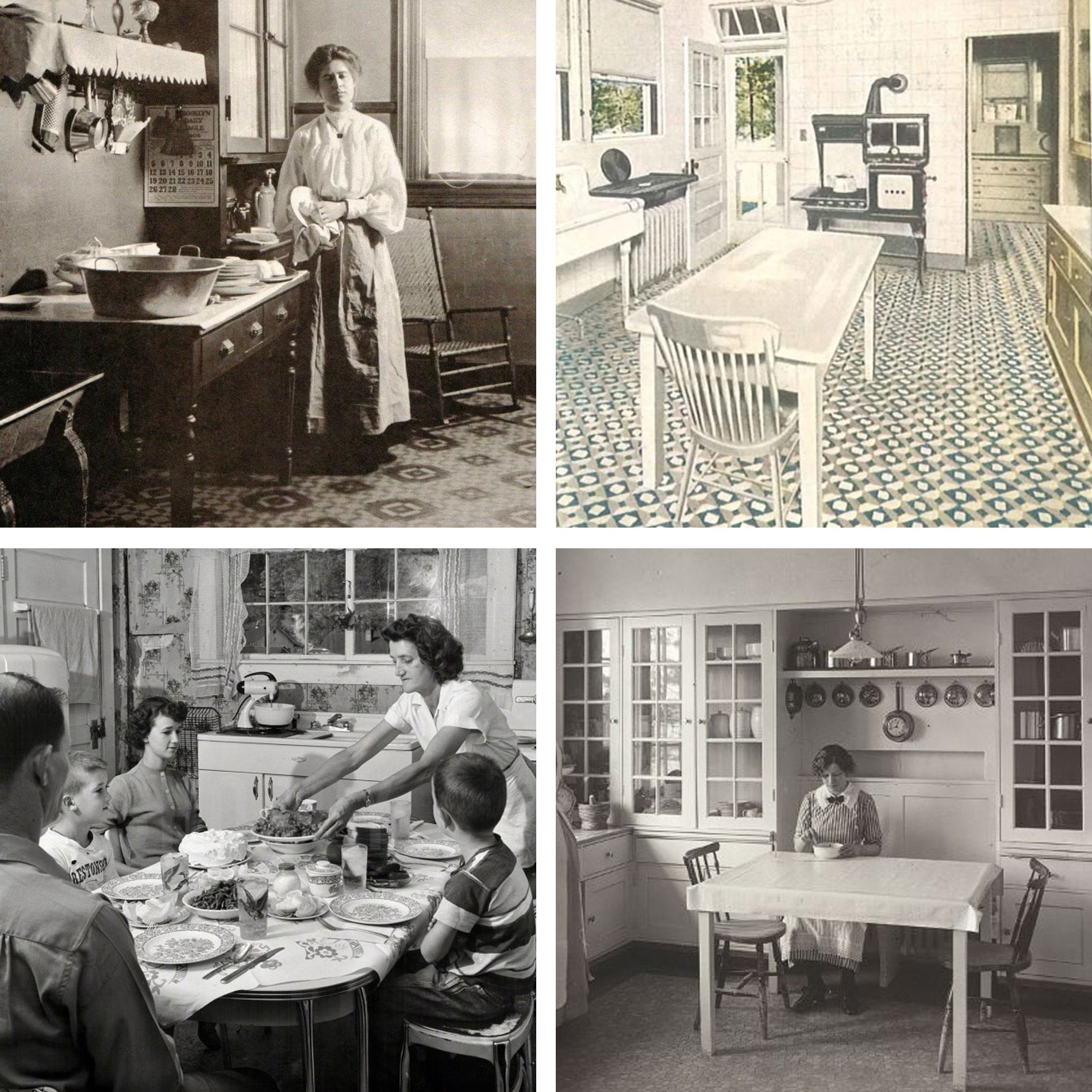 Before the 1950s most kitchens featured a freestanding table that often did double duty as a place to prepare food as well as enjoy a meal.