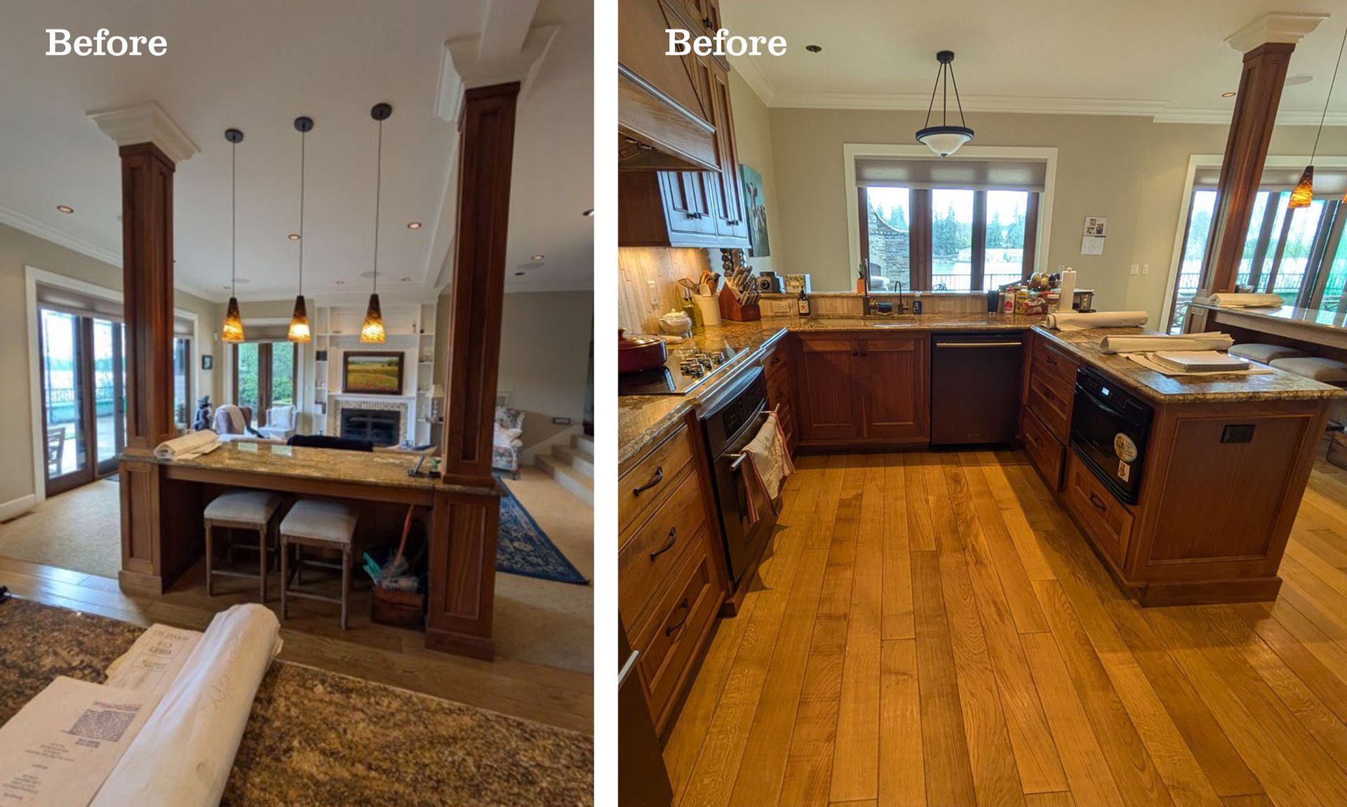 The new owners of this 1930s Lake Oswego Tudor were not fans of the early 2000s remodel that opened the kitchen to the living and dining space and was out of character with the home's period style.