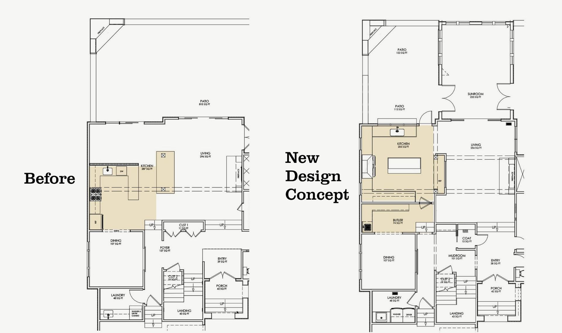To meet the needs of their Lake Oswego clients and create a more period-appropriate kitchen, Arciform's new design concept replaced walls between spaces and added a traditional butler's pantry. 