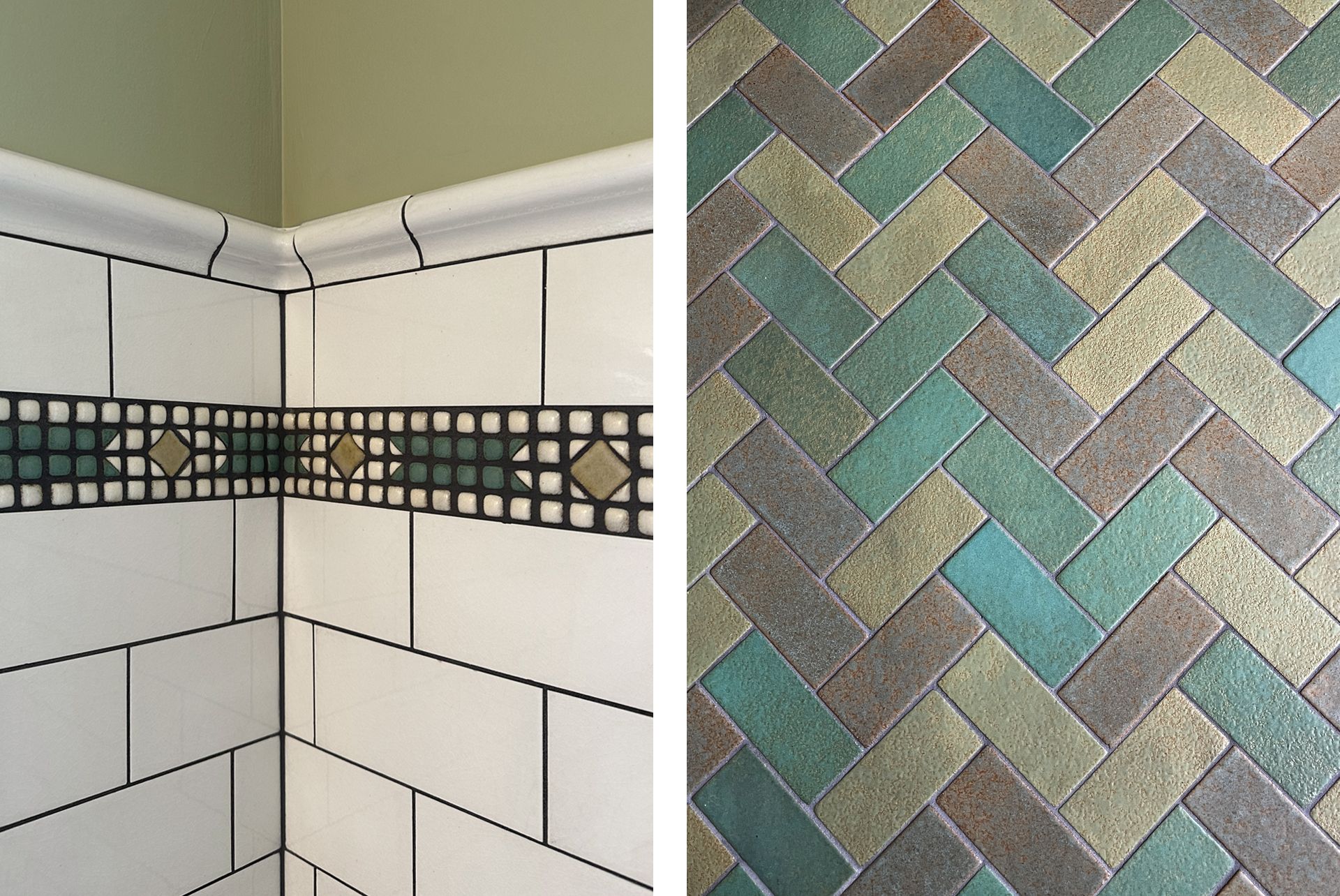 New tile to closely match the original was carefully chosen.