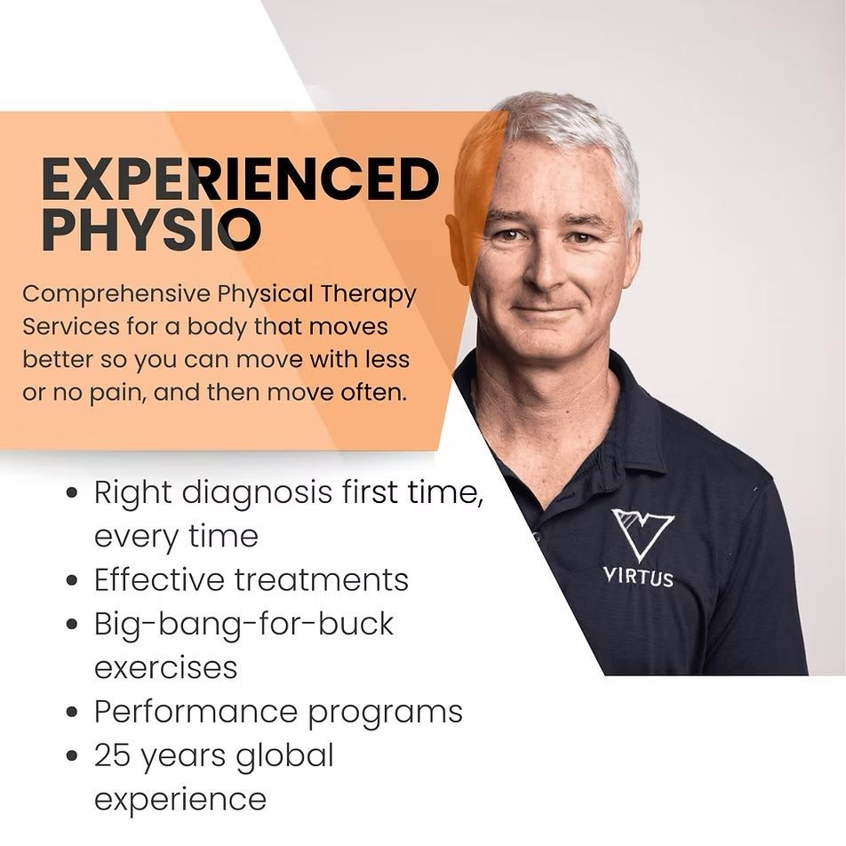 Physiotherapist advertisement. Gray-haired man with 