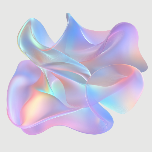 A 3d rendering of a holographic object on a white background.