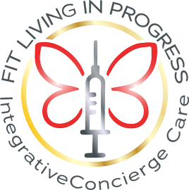 A logo that says fit living in progress integrative concierge care