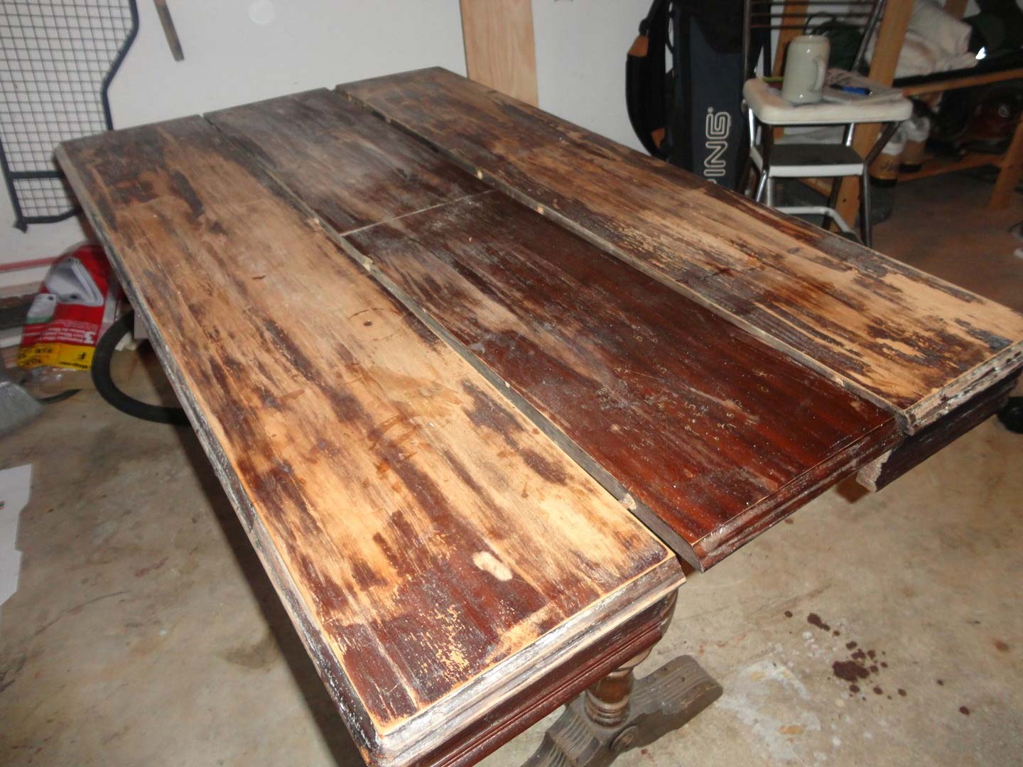 Antique Library Table Before Restoration — The Tri-State Area — Carriage House II In-Home Restorations