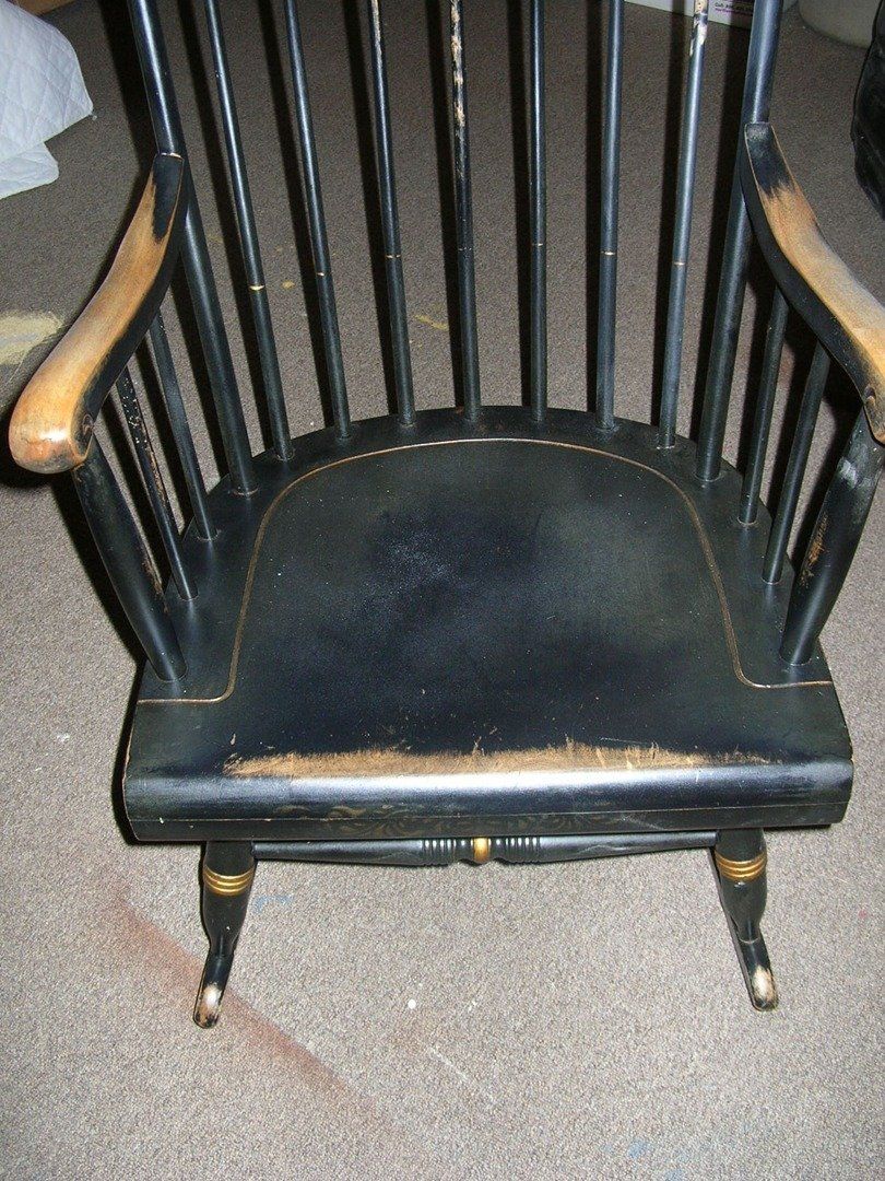 Black Hitchcock Rocker with Scratches — The Tri-State Area — Carriage House II In-Home Restorations