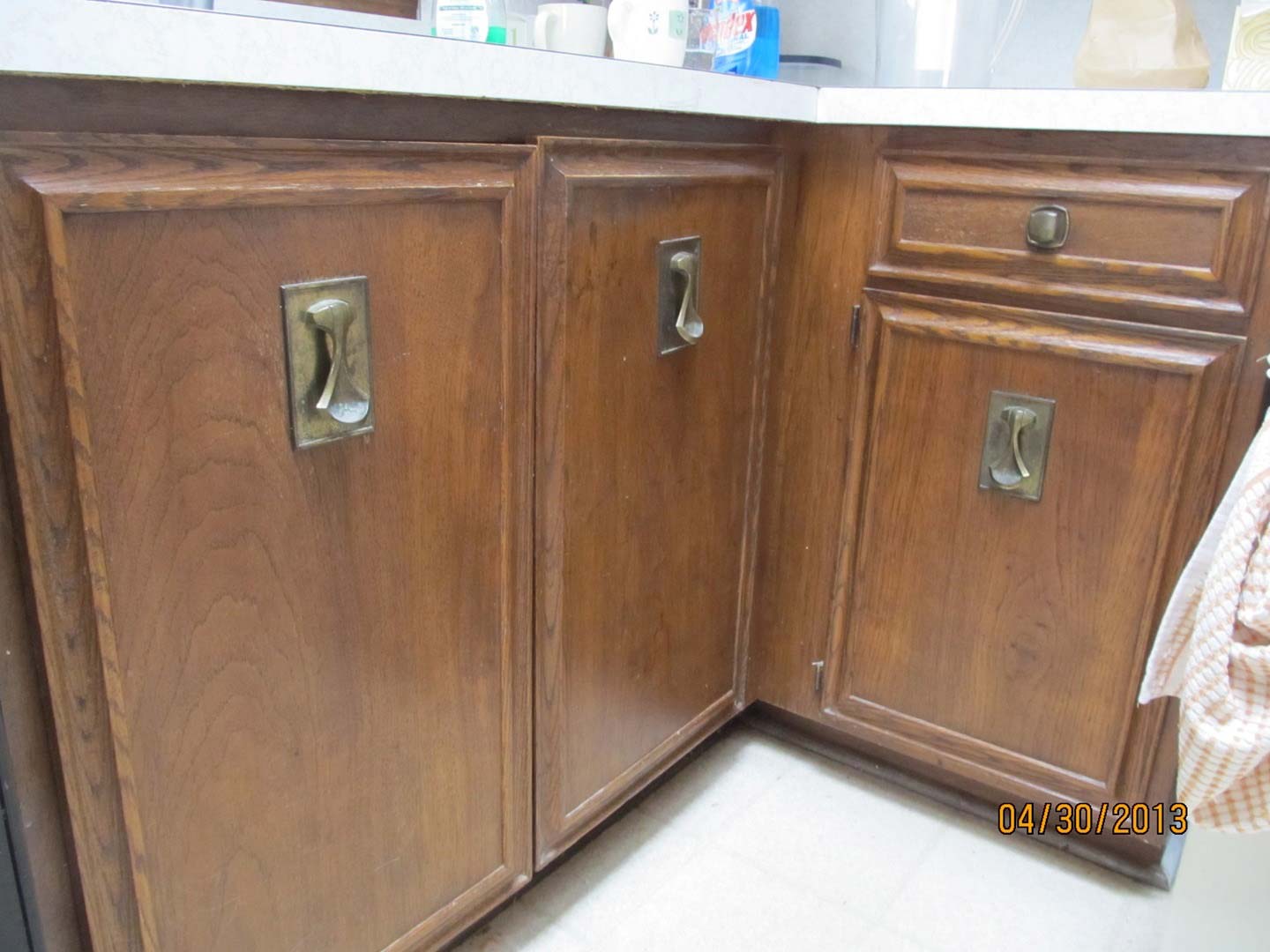 Kitchen Walnut Cabinet Before Restoration — The Tri-State Area — Carriage House II In-Home Restorations