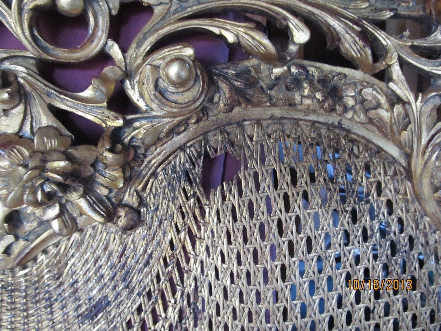 Antique French Cane Headboard Damaged — The Tri-State Area — Carriage House II In-Home Restorations