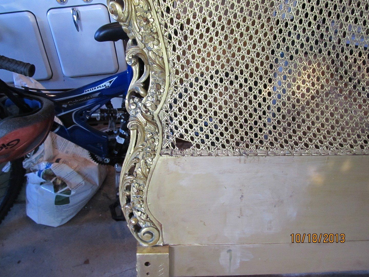 Before Antique French Cane Headboard Restoration — The Tri-State Area — Carriage House II In-Home Restorations