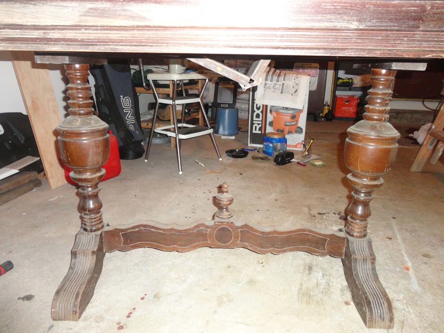 Before Library Table Restoration — The Tri-State Area — Carriage House II In-Home Restorations