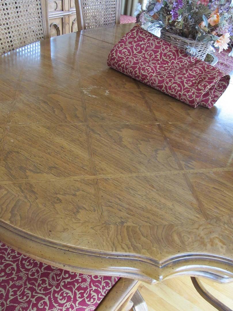 Damaged Tabletop Before Repair — The Tri-State Area — Carriage House II In-Home Restorations