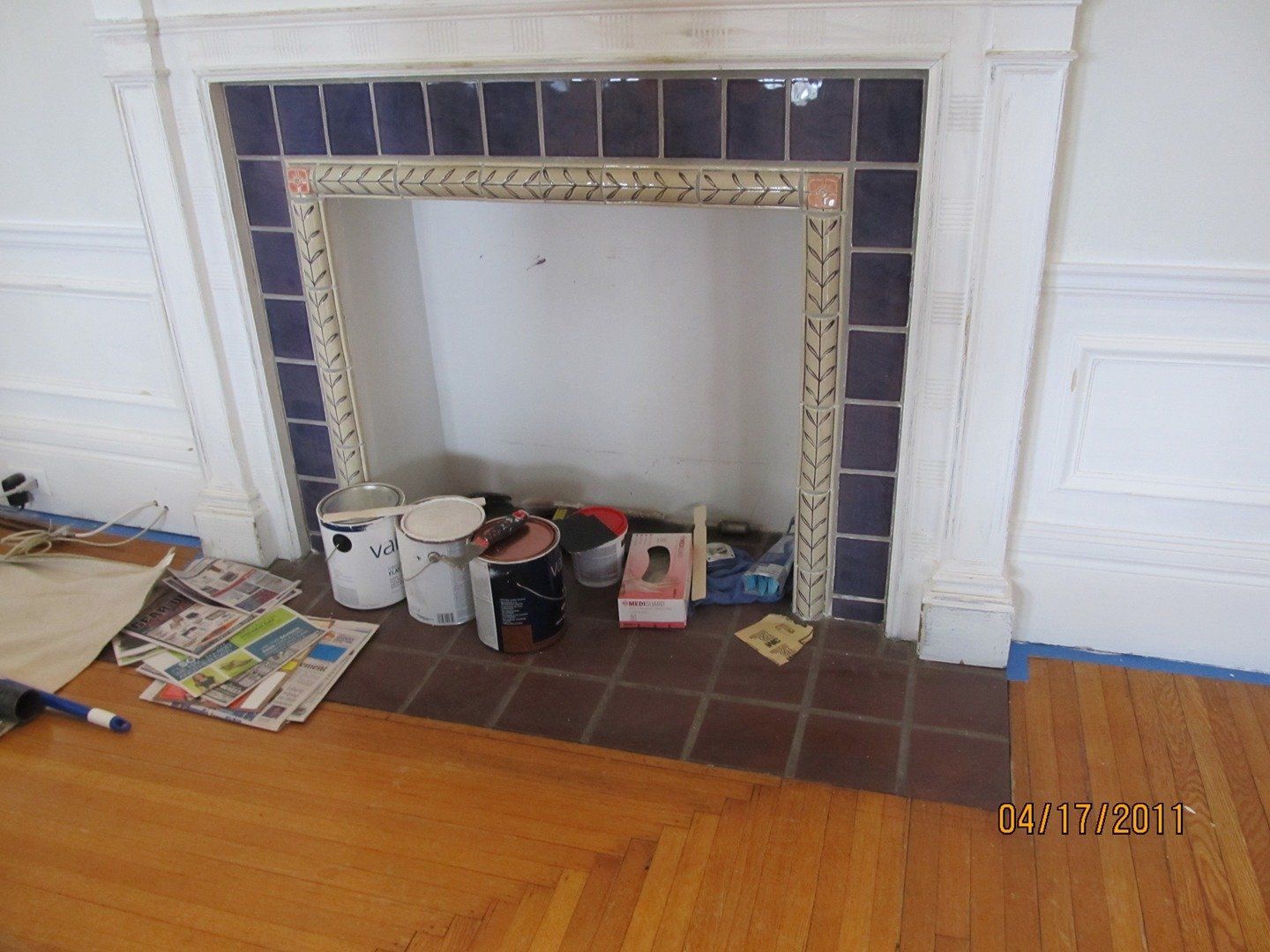 Before Painted Pine Mantel Restoration — The Tri-State Area — Carriage House II In-Home Restorations