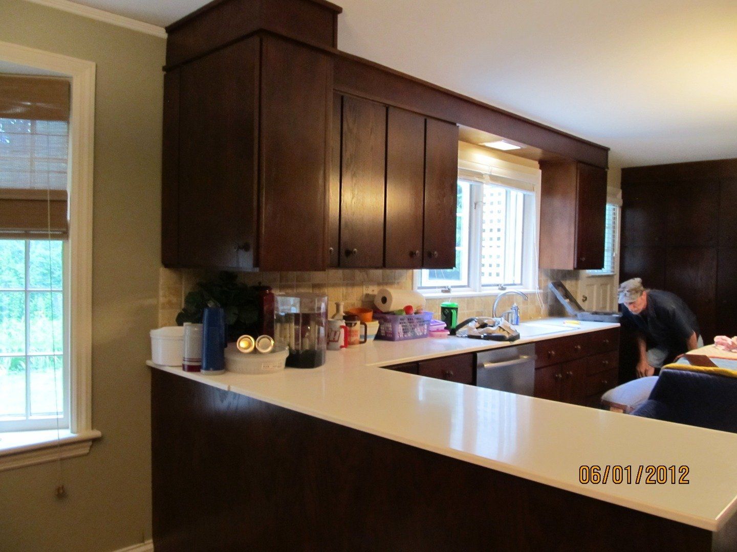 Oak Kitchen with Dark Brown Upper Cabinets — The Tri-State Area — Carriage House II In-Home Restorations
