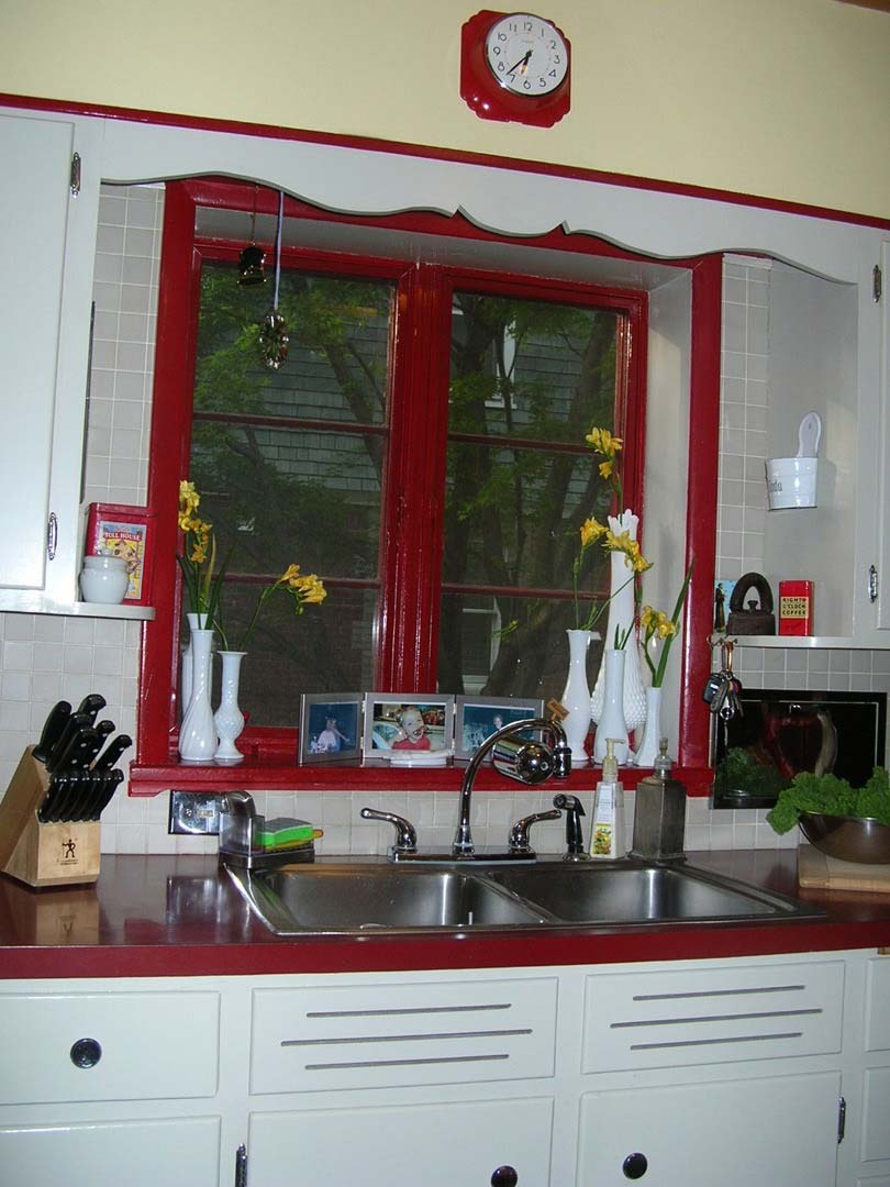 Kitchen with Red Windows — The Tri-State Area — Carriage House II In-Home Restorations