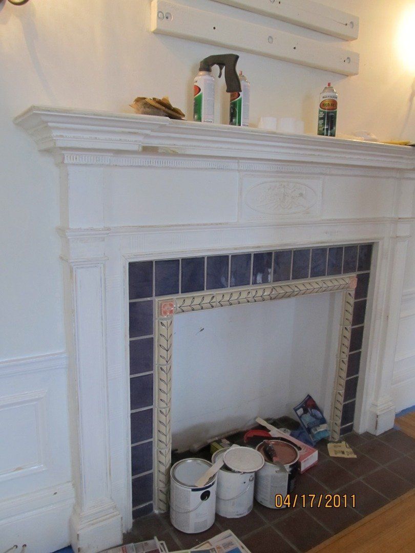 Before Painted Pine Mantel Refinish — The Tri-State Area — Carriage House II In-Home Restorations