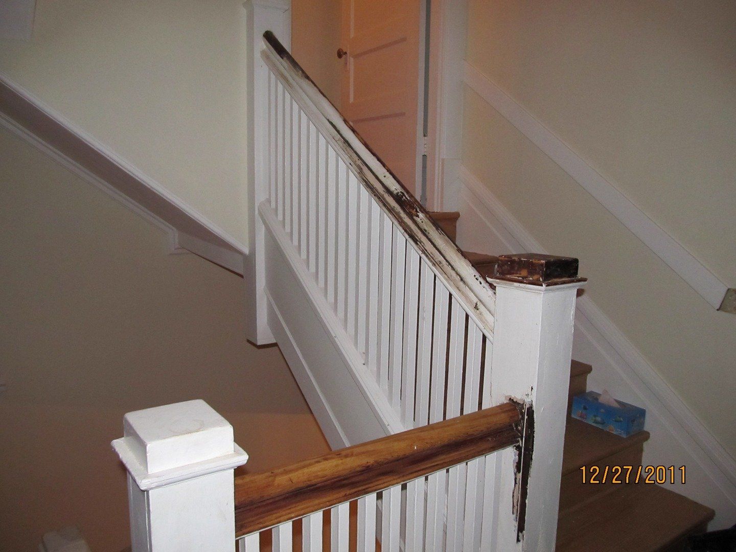 Before Brown Handrails Restoration — The Tri-State Area — Carriage House II In-Home Restorations