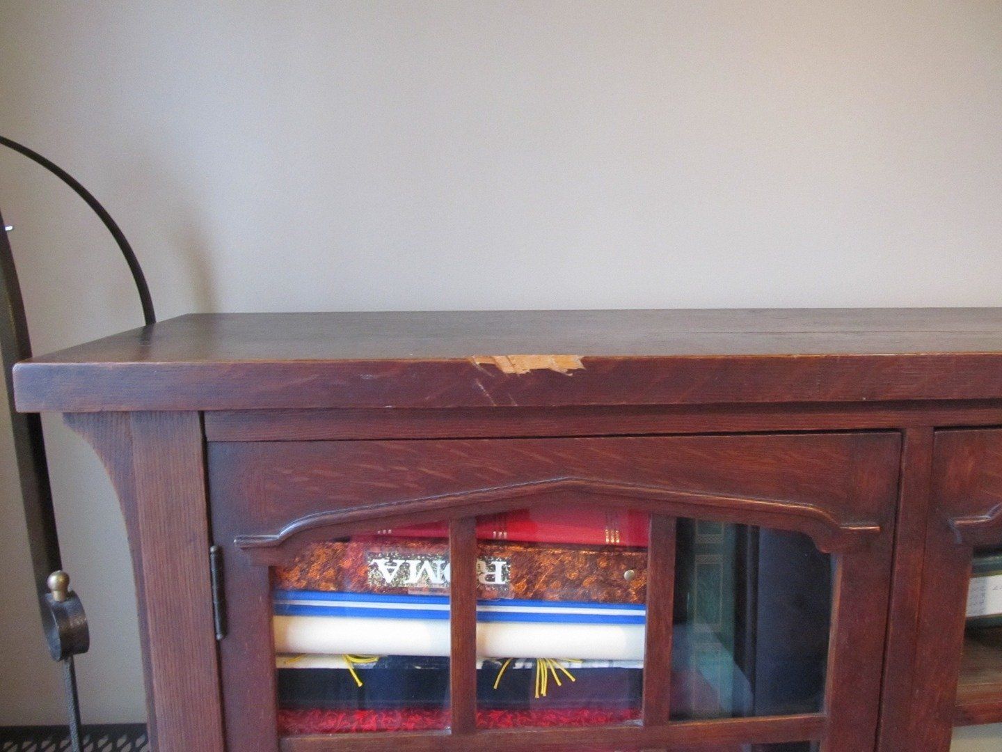 Antique Mission Bookcase with Scratches — The Tri-State Area — Carriage House II In-Home Restorations
