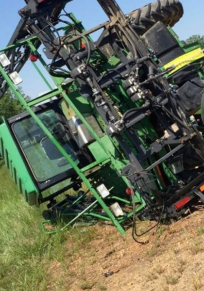 Flipped Over Tractor